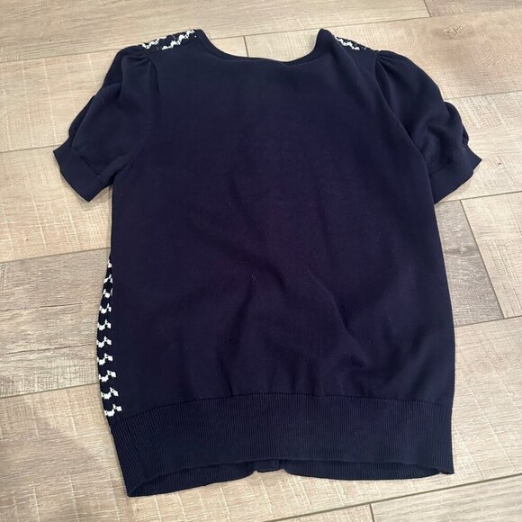 JOSEPHINE WOMENS SHORT SLEEVE CARDIGAN SWEATER DEEP NAVY BLUE MEDIUM NEW - Picture 6 of 7